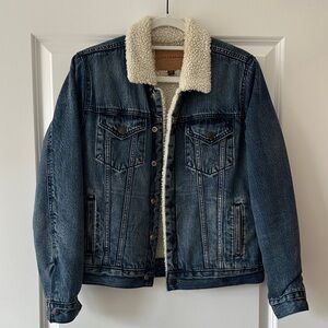 Lucky Brand Blue Denim Jacket with Cream Sherpa Lining